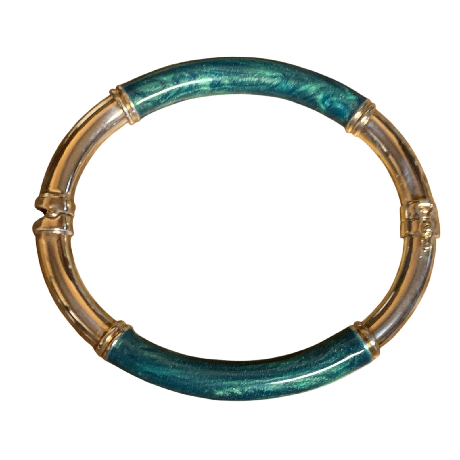 Milor Bangle Sterling Silver With Teal Pearl Enamel Safety Clasp Made In Italy 52$